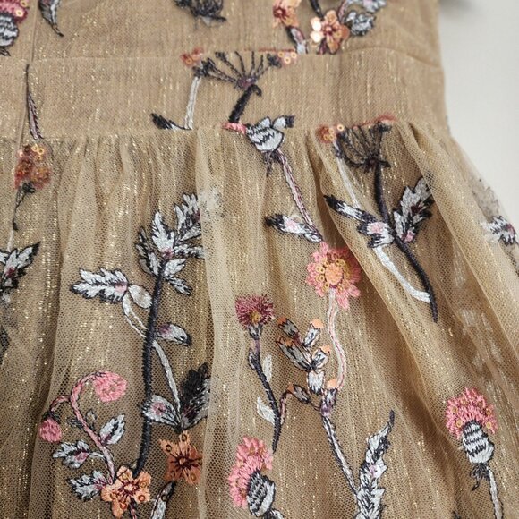 Ivy City Co Tan Floral Embroidered Maxi Dress - Picture 4 of 6